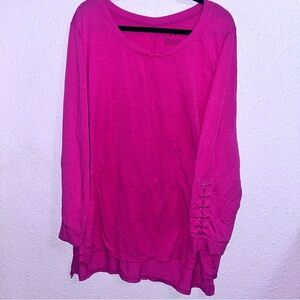 Livi Active Long Sleeve Scoop Neck Top - Fuchsia